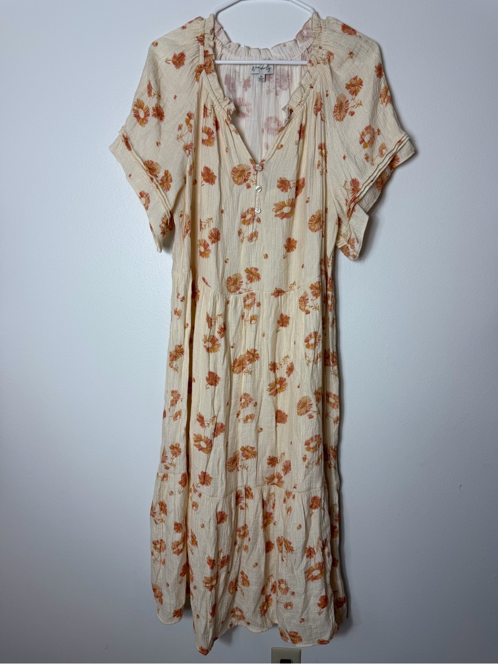 Wonderly Cream Maxi Dress with Rust Floral Print